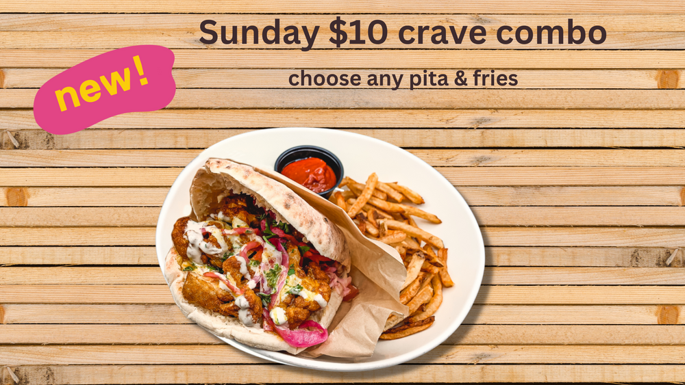 image of our crave combo - pita sandwich and fries for $10